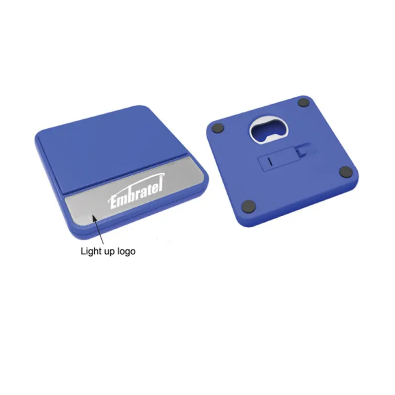 Coaster With Bottle Opener And Light – Bottle Openers – available in blue colour
