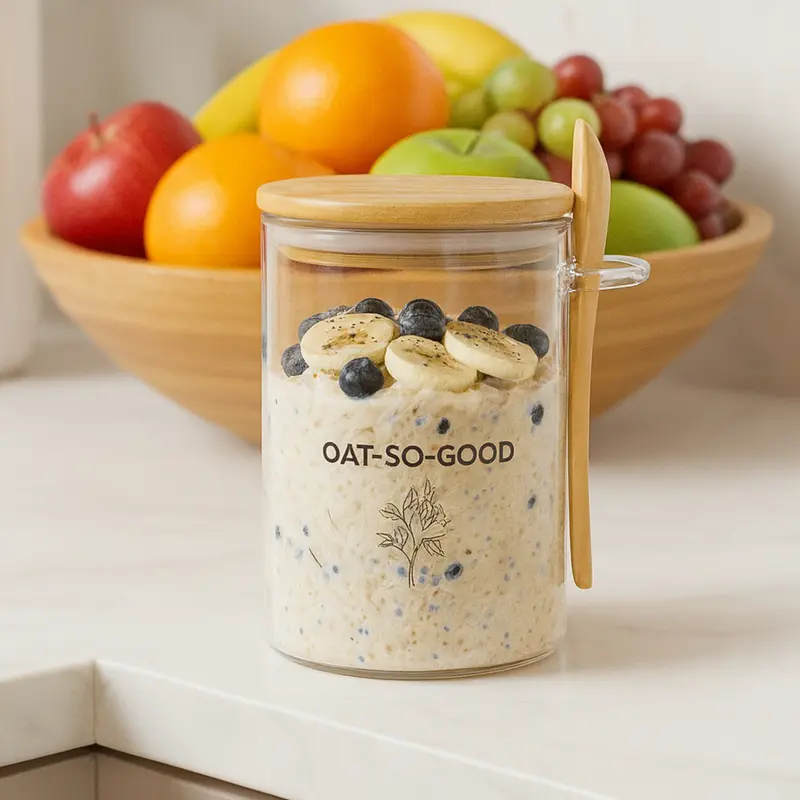 Overnight Oats Container – Misc Drinkware – available in beige colour