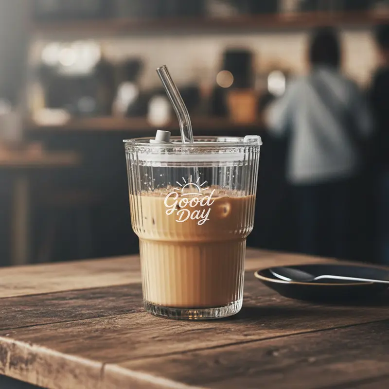 Puccino Glass Ice Coffee Cup – Reusable Coffee Cups – available in white colour