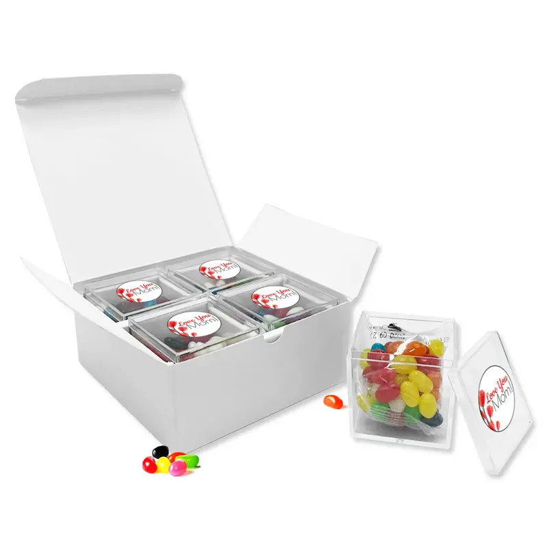 Jelly Bean 4 Cubes In Gift Pack – Lollies – available in white colour