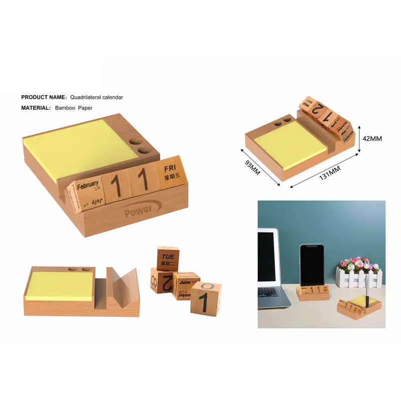 Bamboo Calendar And Memo Pad – Notepads – available in beige colour