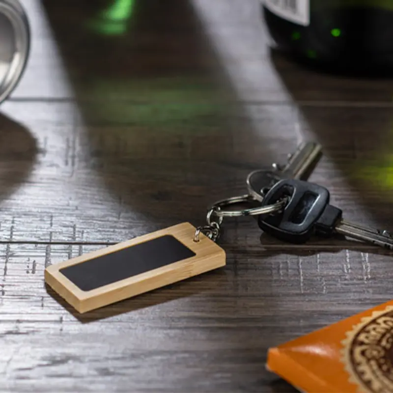 Mirage Rectangular Bamboo Keyring – Keyrings – available in beige colour