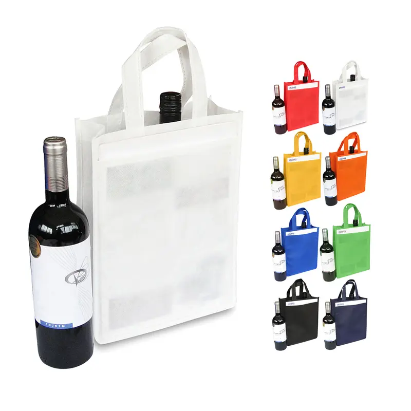 Non Woven 2 Bottle Bag – Wine Carriers – available in black, blue, green, orange colours and 3 more