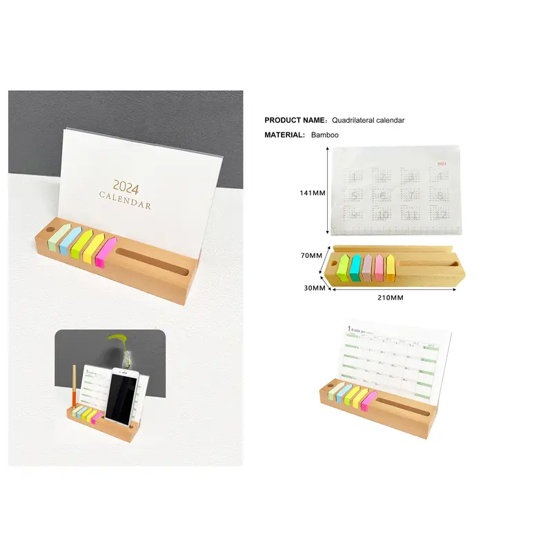 Bamboo Calendar And Memo Holder – Notepads – available in beige colour