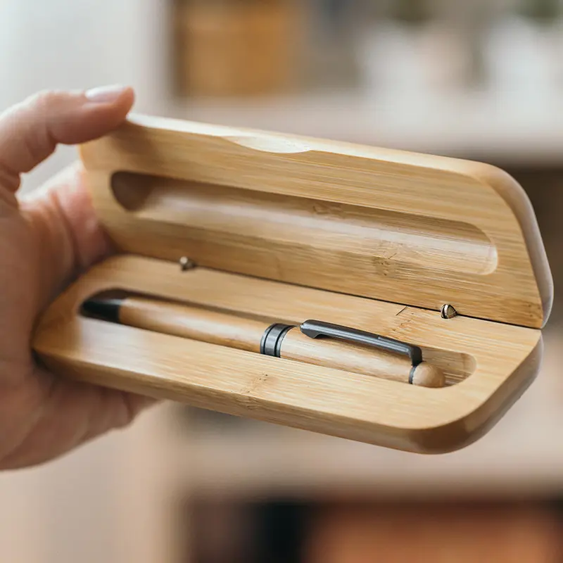 Bamboo Single Deluxe Presenter – Pen Packaging – available in beige colour