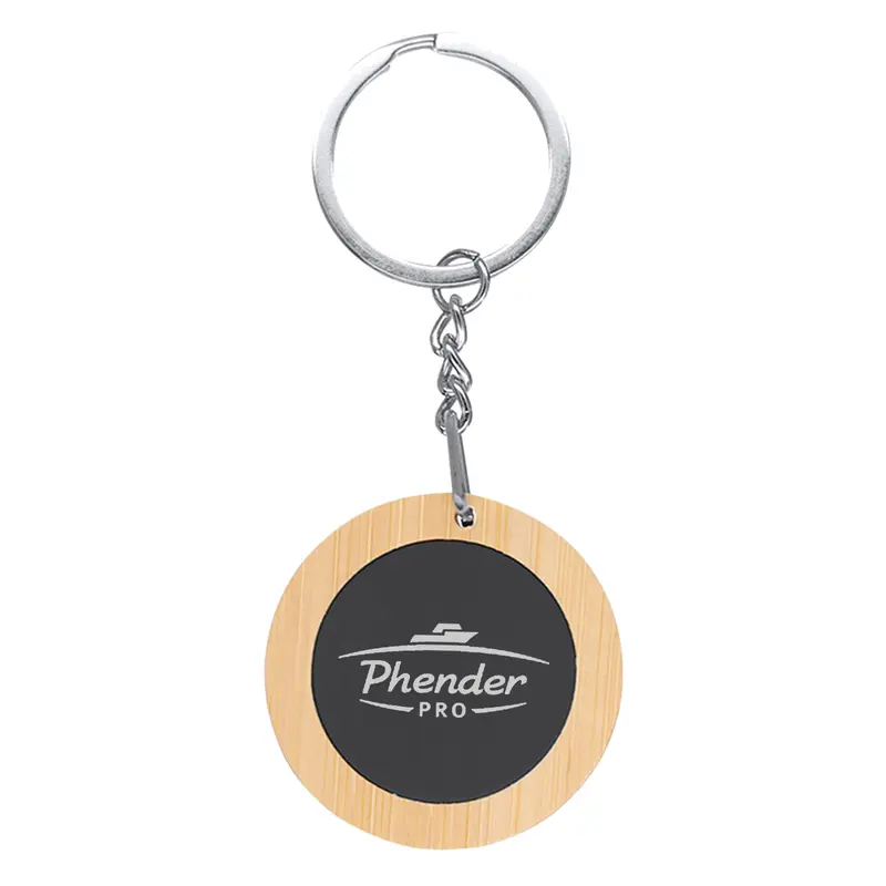 Mirage Round Bamboo Keyring – Keyrings – available in beige colour