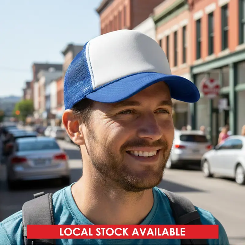 White Front 5 Panel Trucker Mesh Cap – Trucker Caps – available in white colour