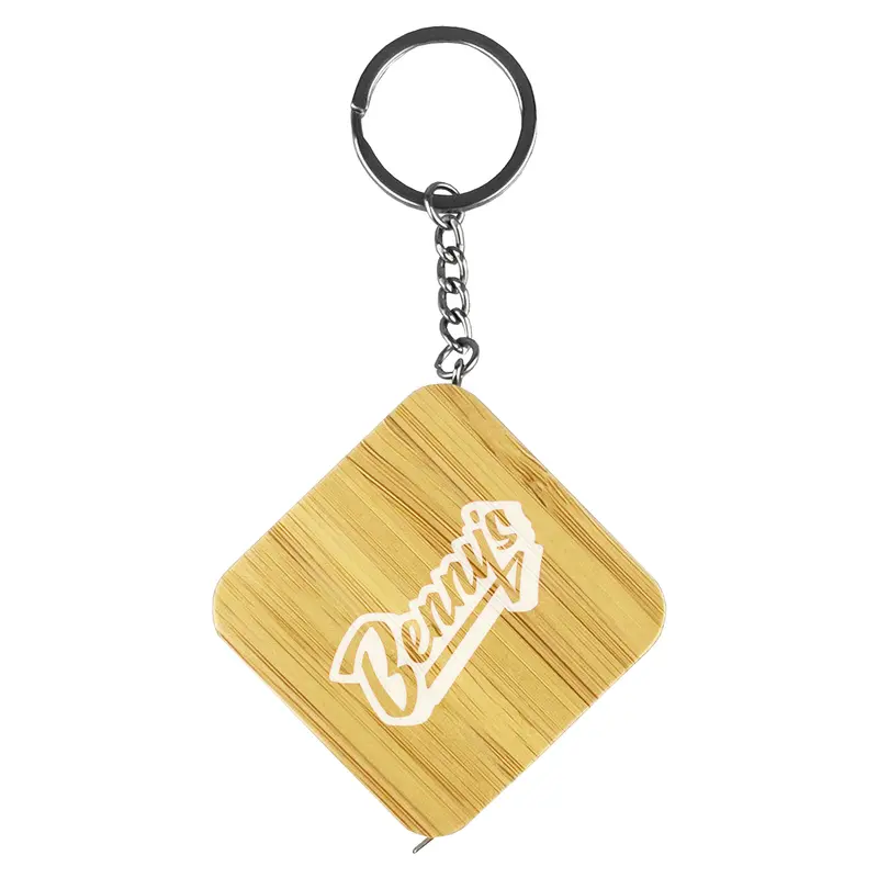 Bamboo Tape Measure Key Ring – Tape Measures – available in beige colour