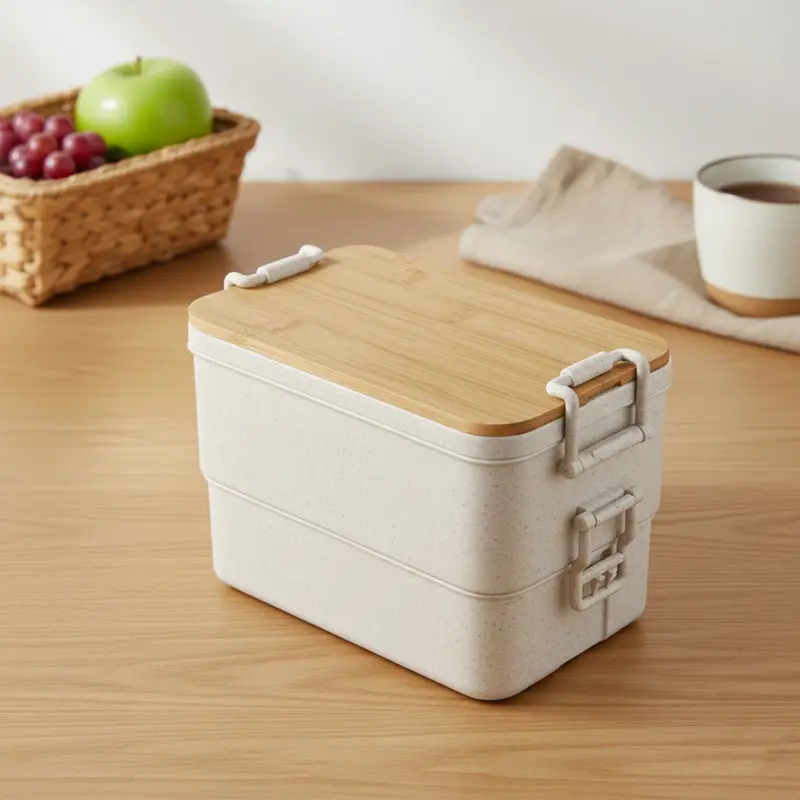 Bamboo Stack & Go Lunch Box – Lunch Bags – available in beige colour
