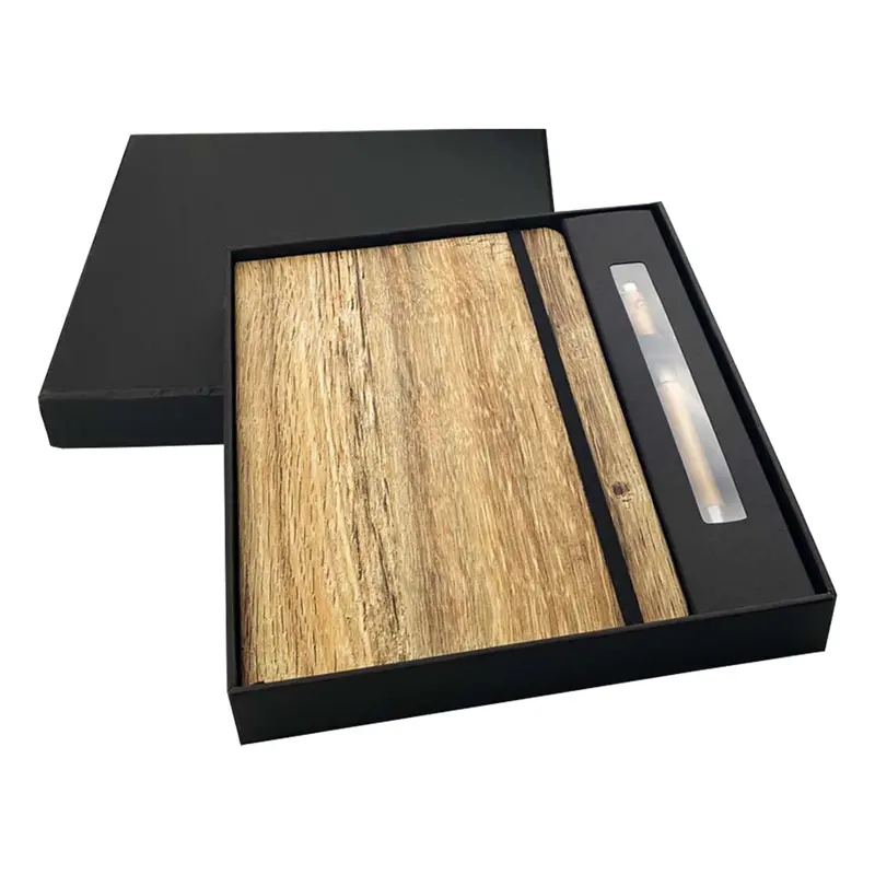 Wood Look Notebook and Pen Gift Set – Portfolios – available in black colour