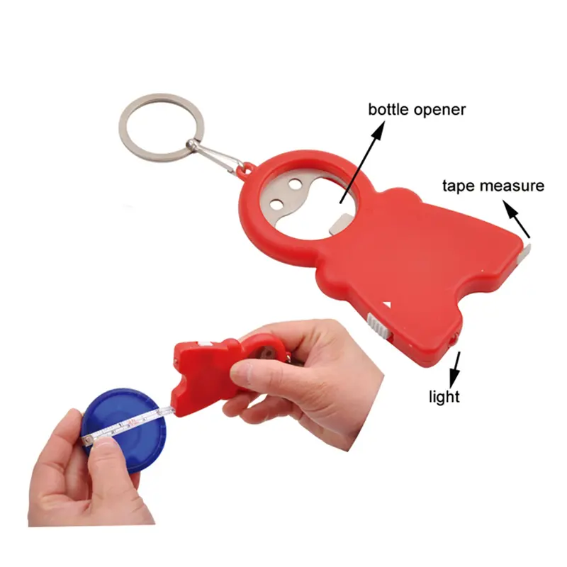 Bottle Opener with Light and Tape Measure – Multi Tools – available in blue, green, red colours