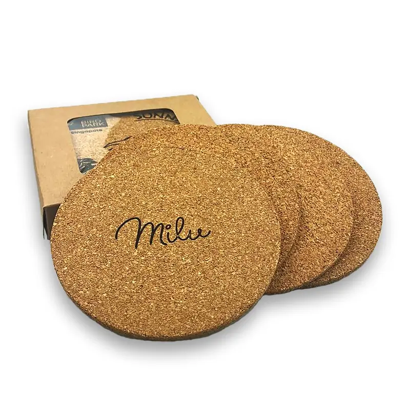 Vineyards Cork Coaster Round Set of 4 – Coasters – available in beige colour