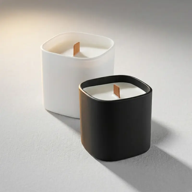 Premium Square Glass Candle – Misc Homeware – available in black, white colours