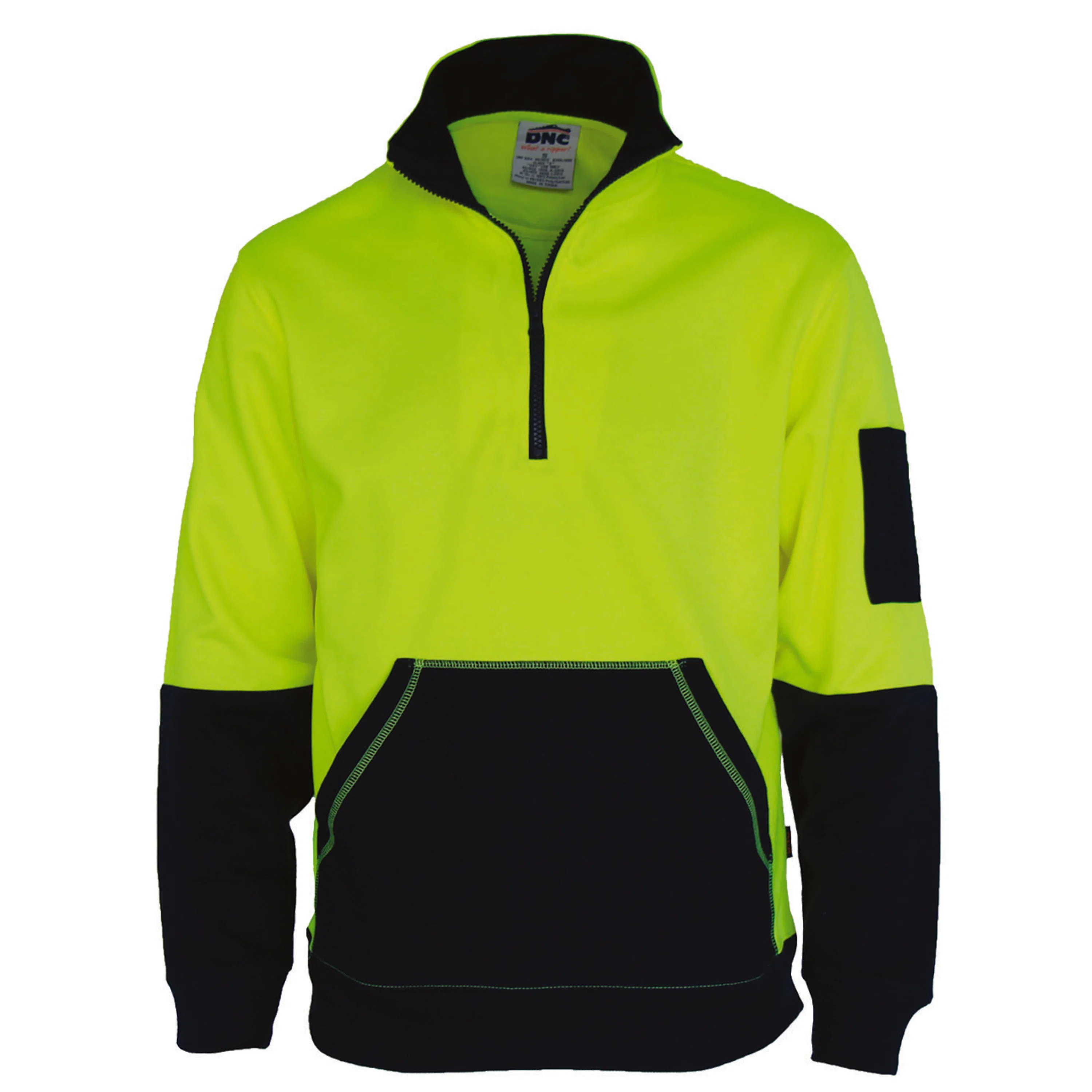 HiVis 1/2 Zip Super Fleecy in Yellow/Navy