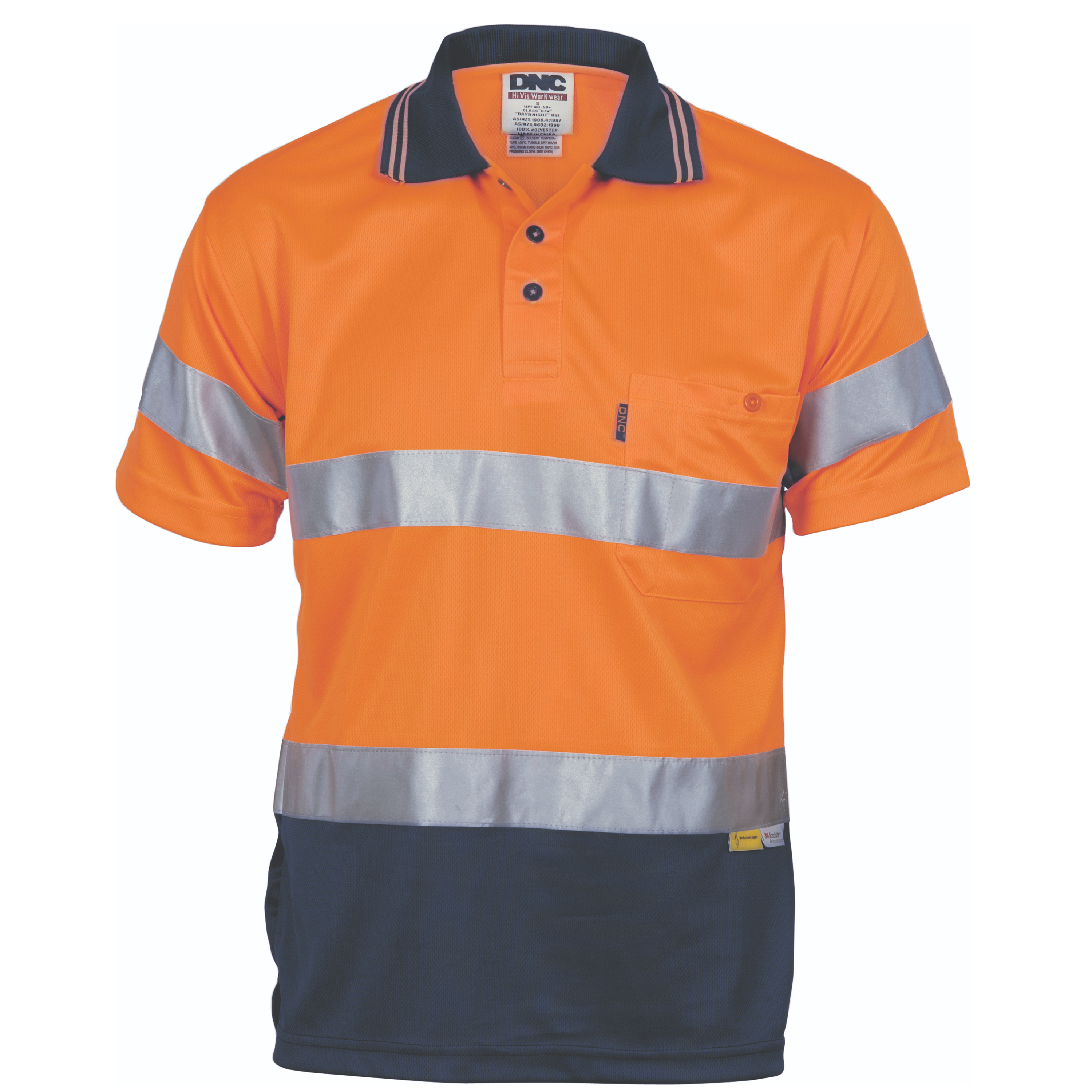 HiVis D/N Cool-Breathe Polo Shirt With 3M 8906 R/Tape - Short Sleeve