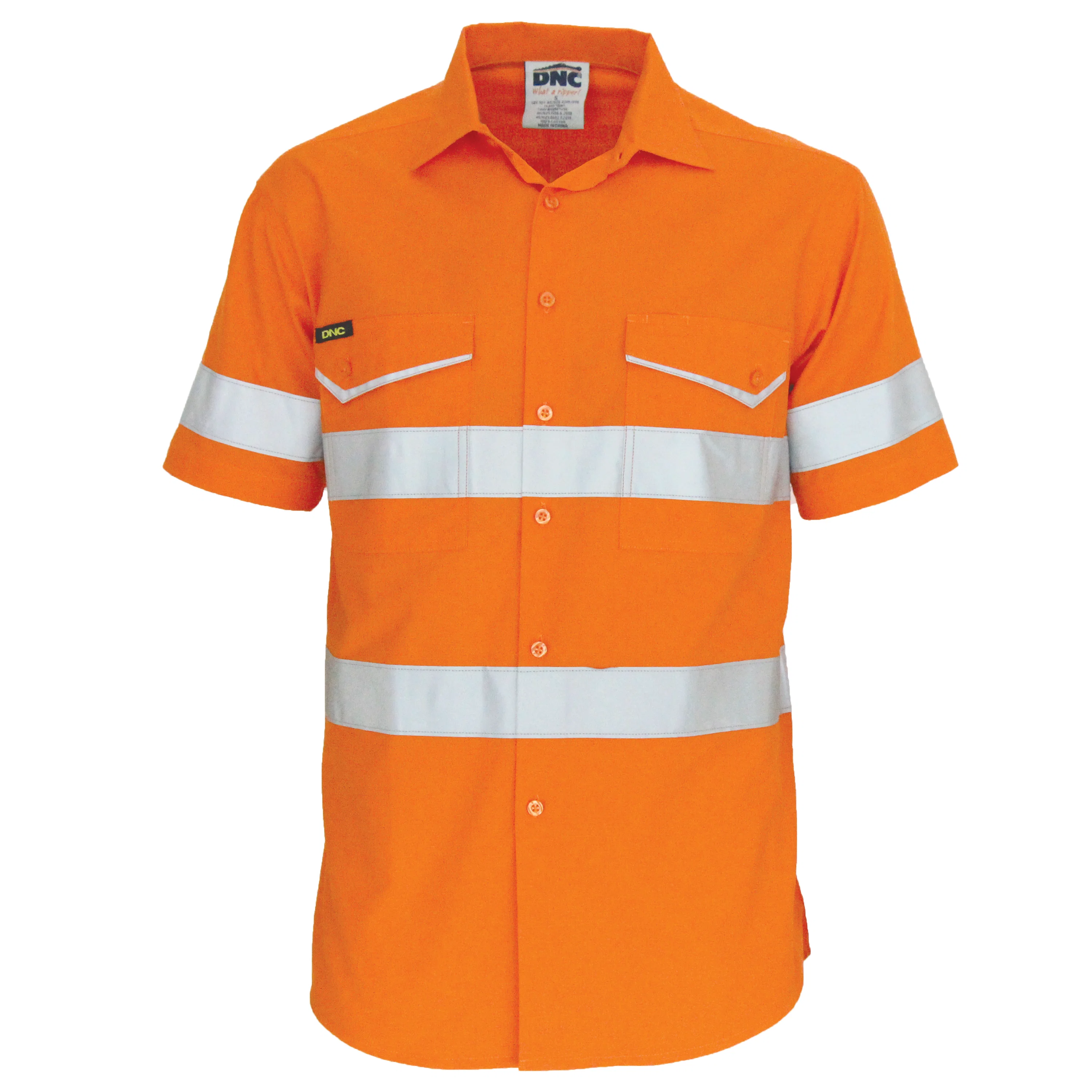 RipStop Cotton Cool Shirt with CSR Reflective Tape. S/S in Orange