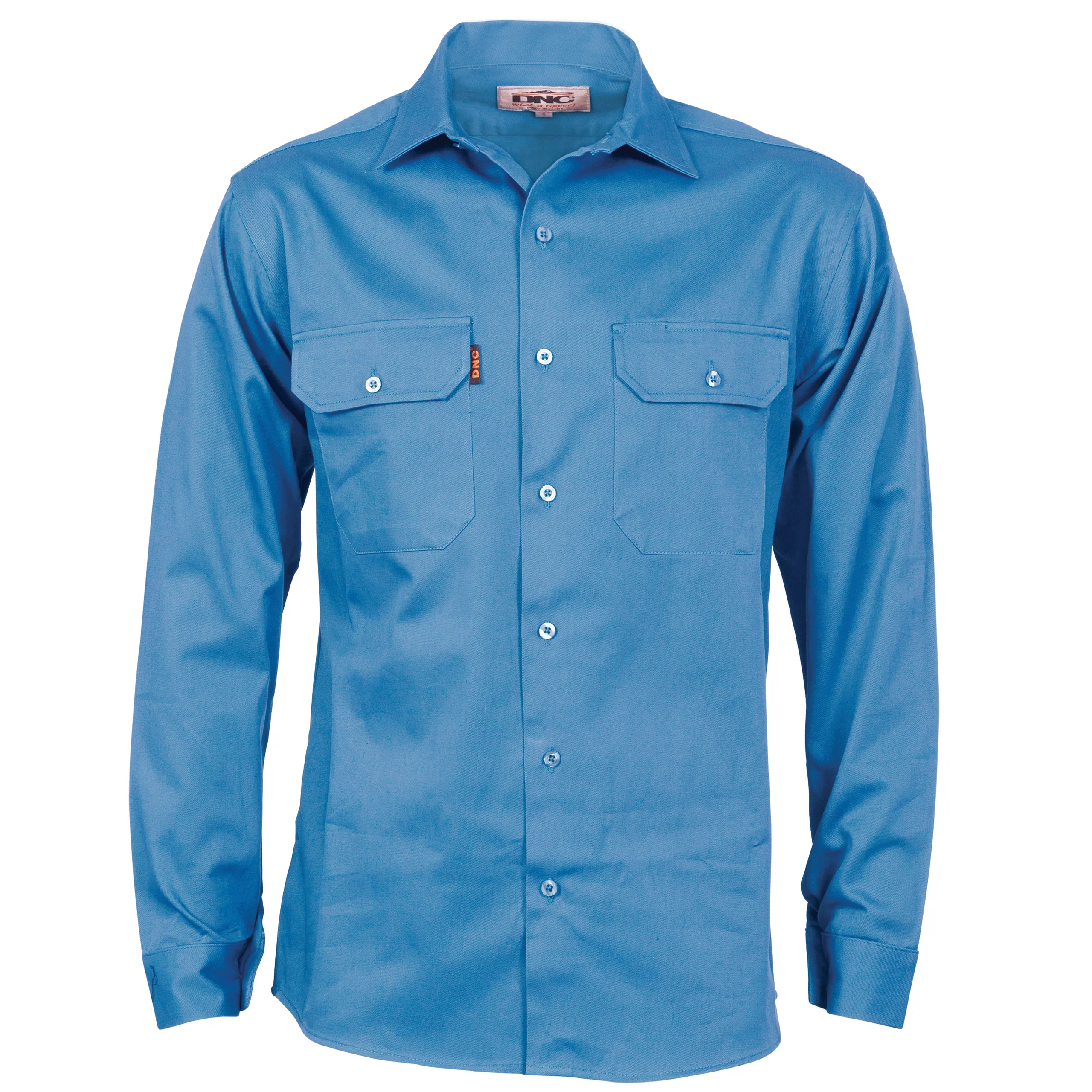 Cotton Drill Work Shirt With Gusset Sleeve - Long Sleeve in Sky