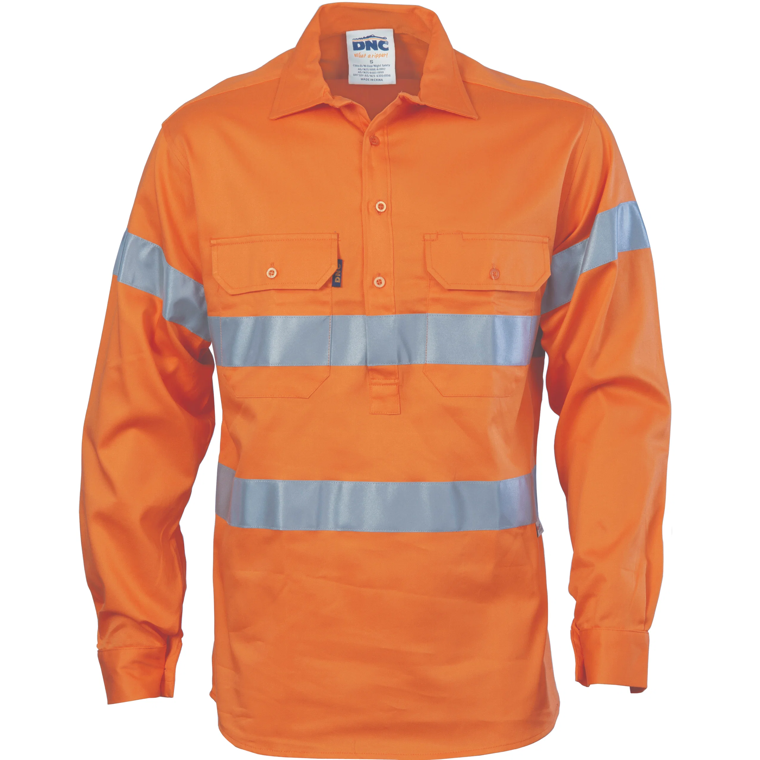 HiVis Cool-Breeze Close Front Cotton Shirt with CSR R/Tape in Orange