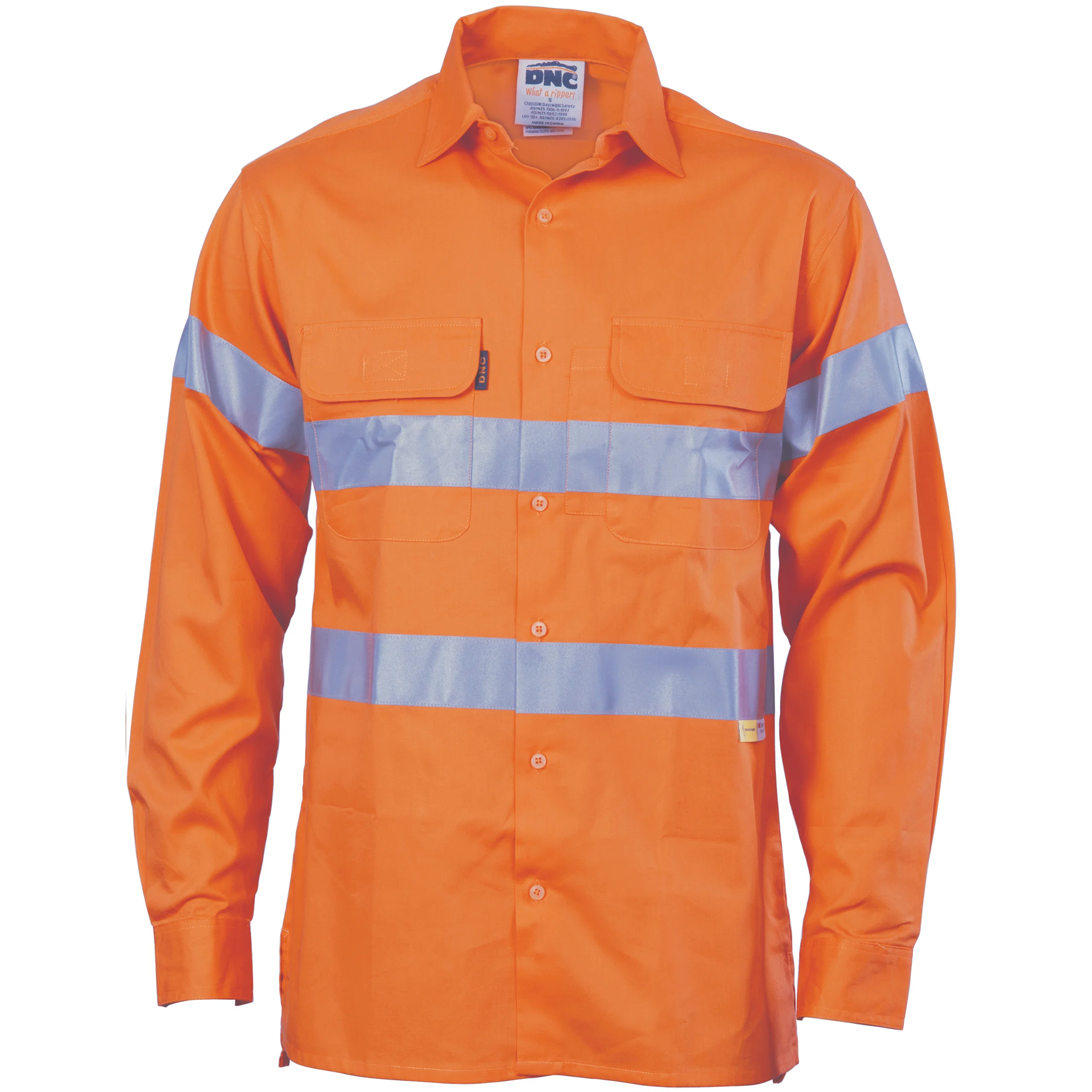 HiVis Cool-Breeze Cotton Shirt with 3M 8906 R/Tape - Long Sleeve in Orange