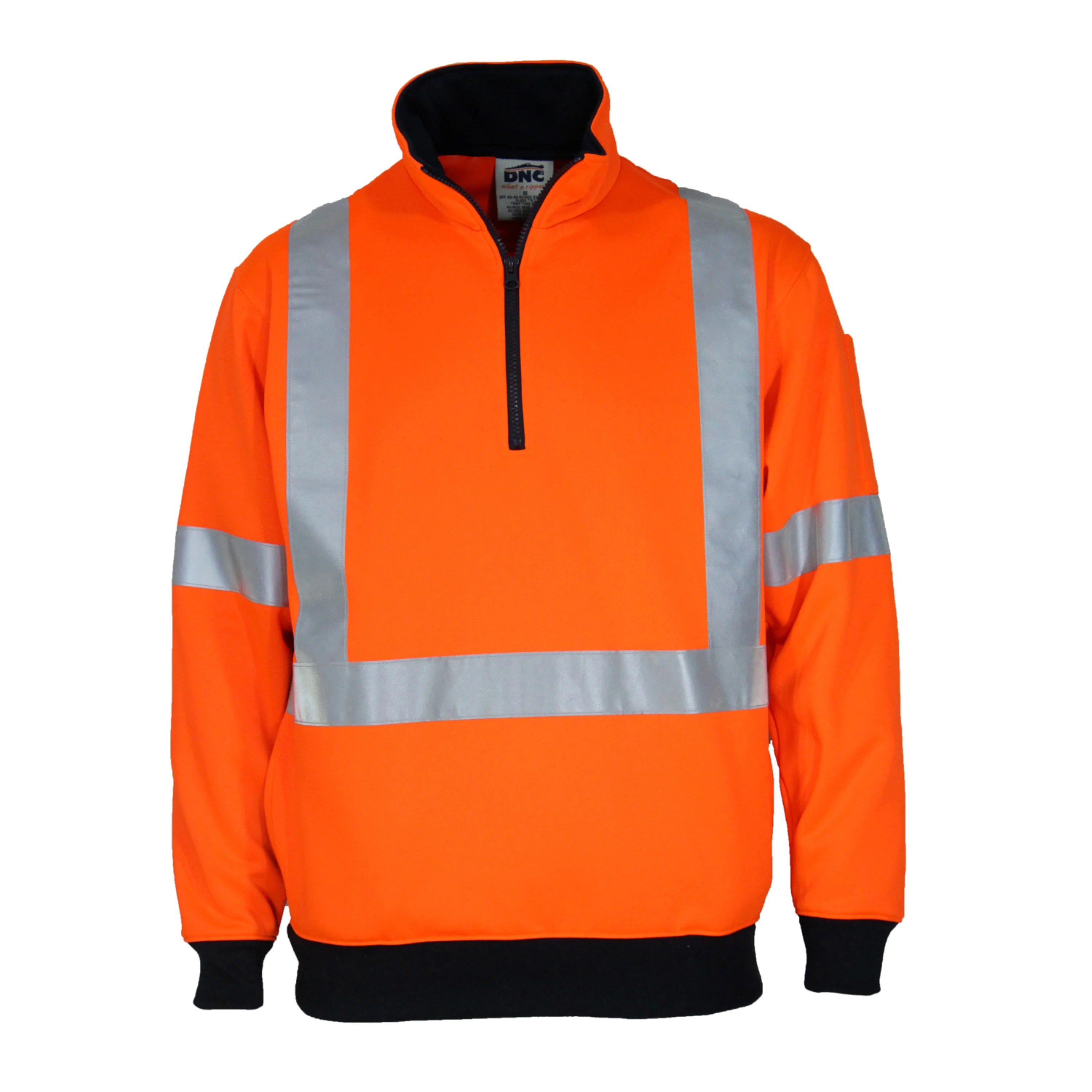 HiVis 1/2 Zip "X" Back Fleecy Jumper in Orange