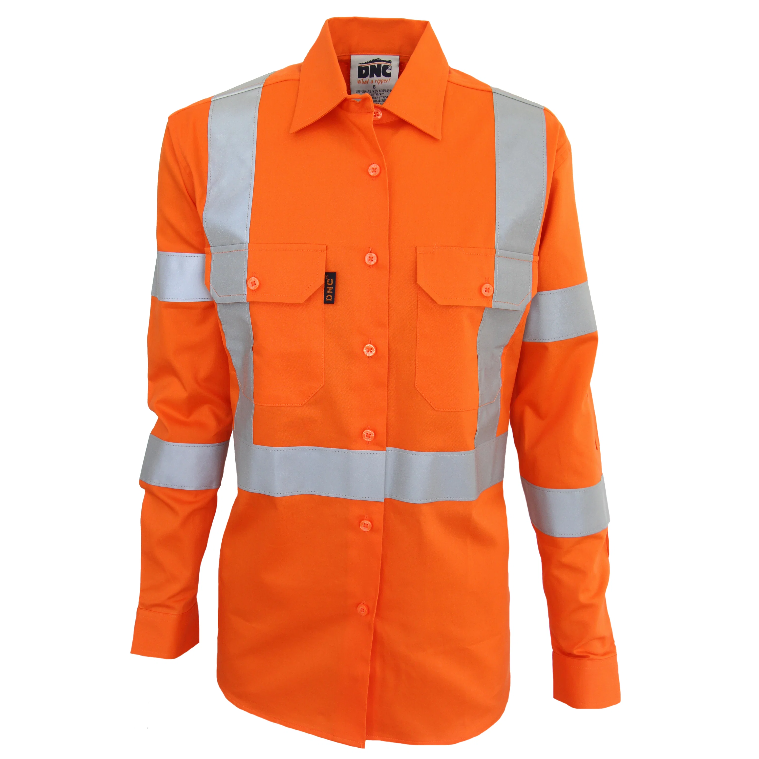 Ladies HiVis 3 Way Vented "X" Back & Bio-Motion CSR R/Tape Shirt in Rail Orange