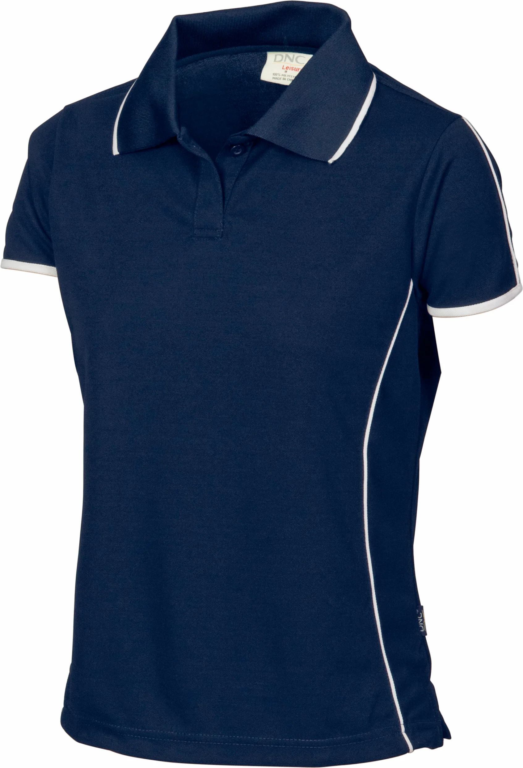 Ladies Cool-Breathe Piping Polo in Navy/White
