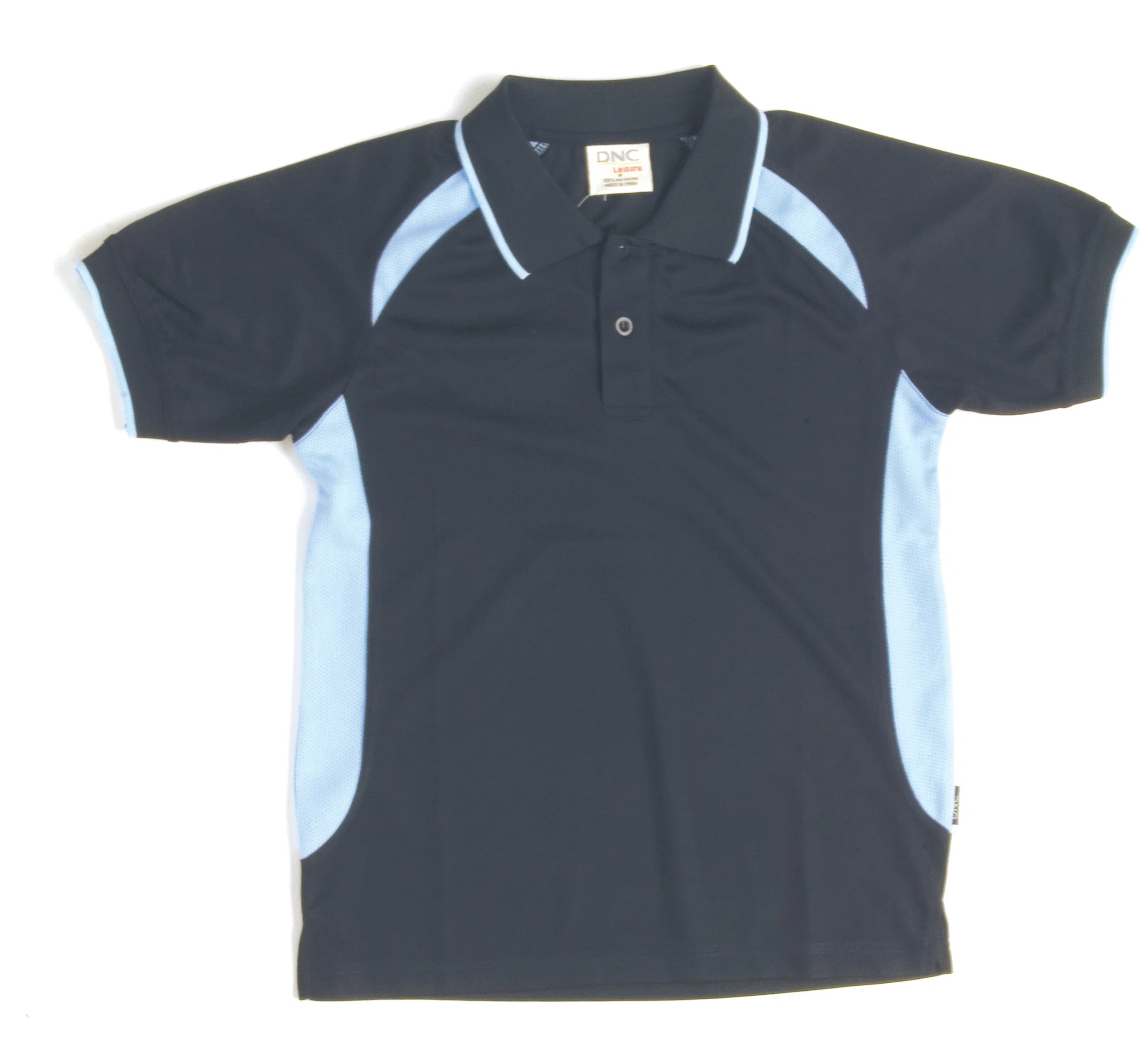 Kids Air Flow Contrast Raglan Mesh Polo in Navy/Sky