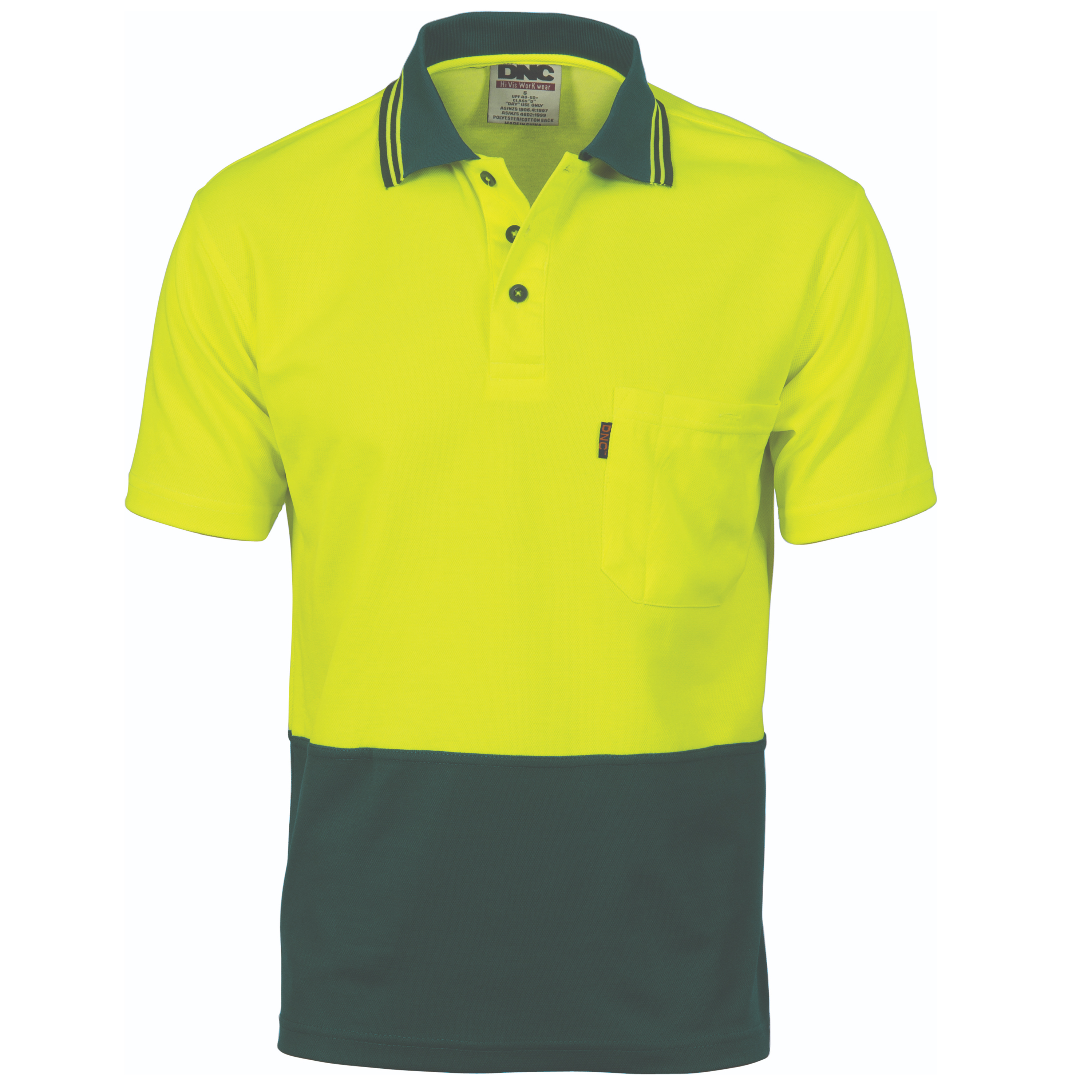 Cotton Back HiVis Two Tone Fluro Polo - Short Sleeve