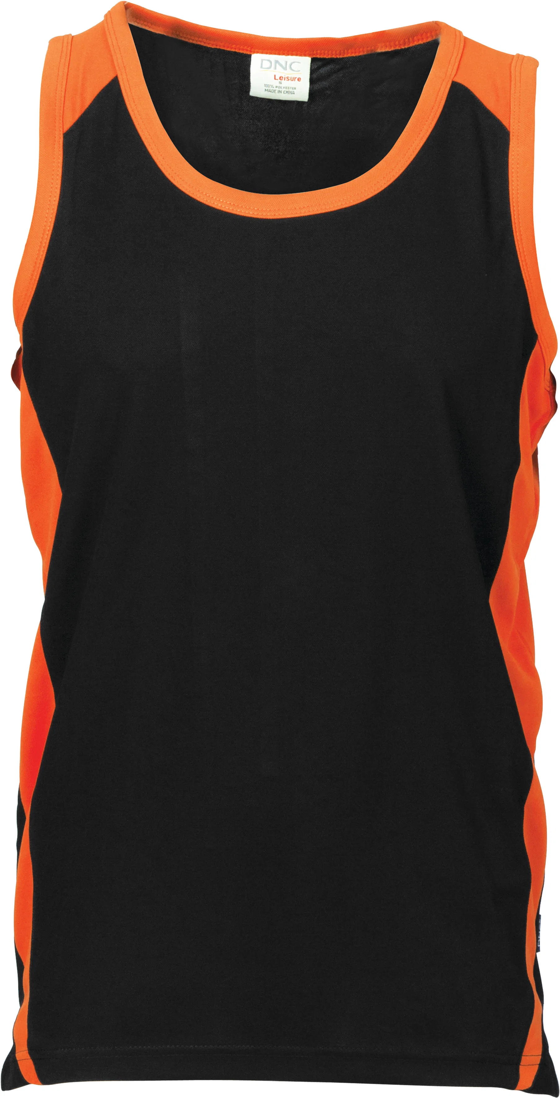 Adult Cool-Breathe Contrast Singlet in Black/Orange