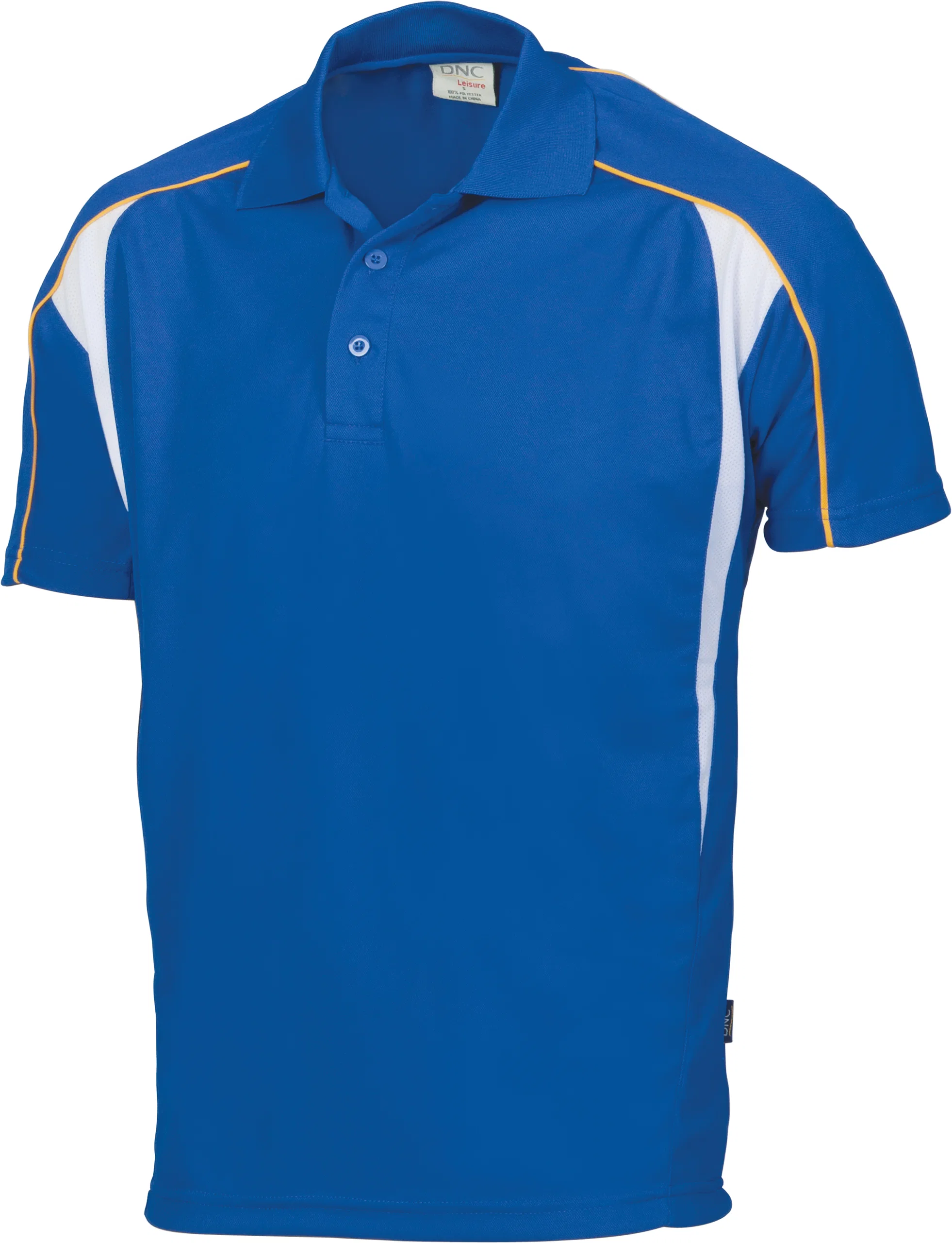 Air Flow Contrast Mesh ‘N’ Piping Polo - Short sleeve in Royal/Gold/White