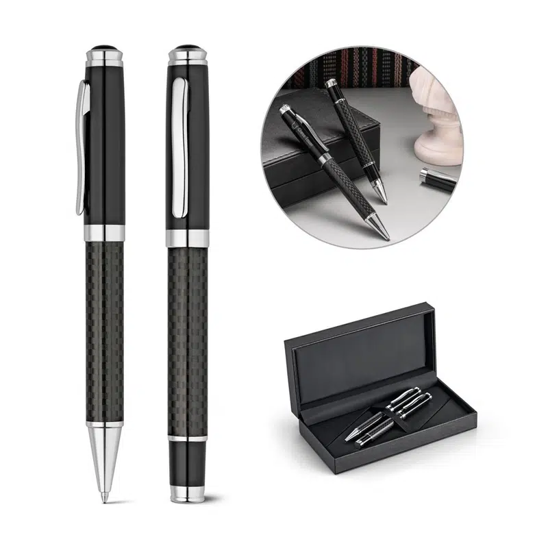 Chess – Roller pen and ball pen set in metal and carbon fibre with twist mechanism – Writing