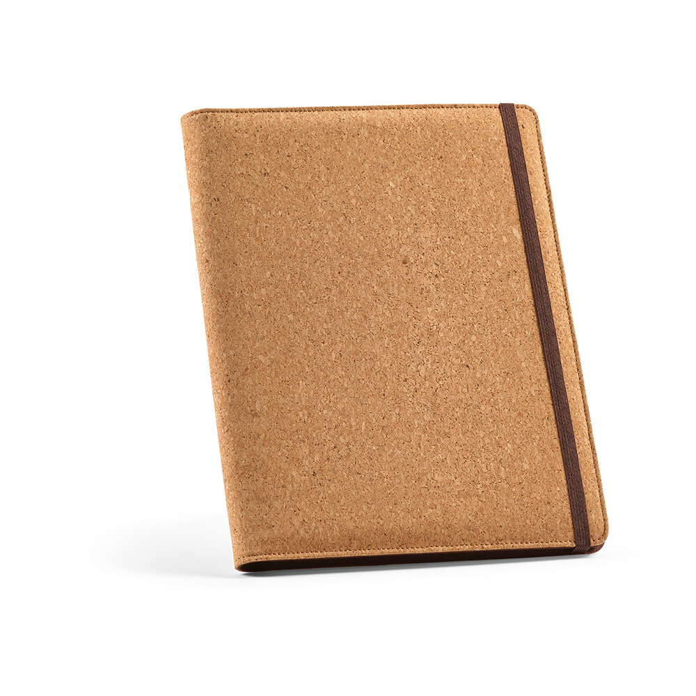 Kafka A4 Folder Cork. 64 FSC® sheet notepad and elastic closure – Portfolios – Ecosource – available in Natural – photo 1 of 9