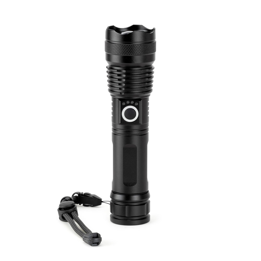 Yvian – Rechargeable 10 W torch made from aluminium (100% rAL) – Torches – Ecosource – available in Black – photo 1 of 8