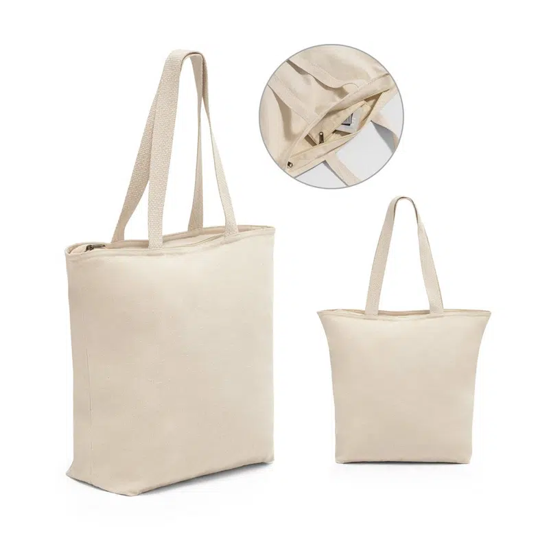 Hackney – 100% cotton bag with zipper (280 g/m²) – Tote Bags – available in beige colour