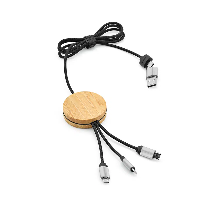 Feynman 5-in-1 Cable Bamboo and rPET. Backlit logo – Charging Cables