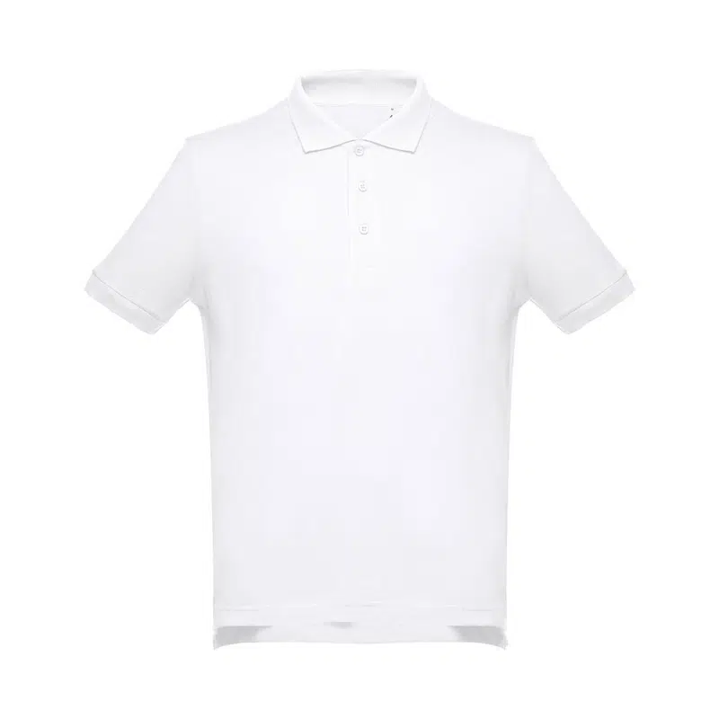 Thc Adam Wh – Men's short-sleeved cotton piqué polo shirt. White – Polo Shirts
