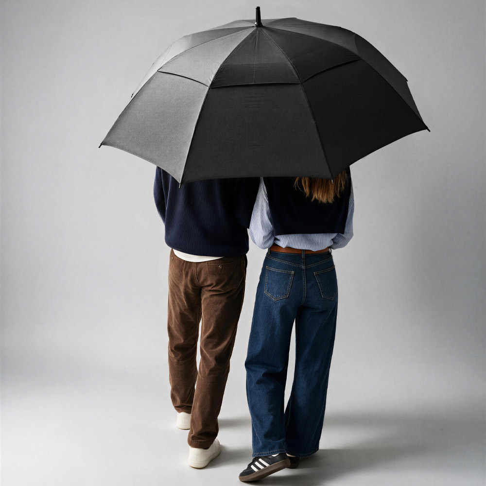 Jagger Golf Umbrella rPET. 30" Storm-proof and Automatic Opening – Umbrellas – Ecosource – available in Black, Navy blue – photo 1 of 6