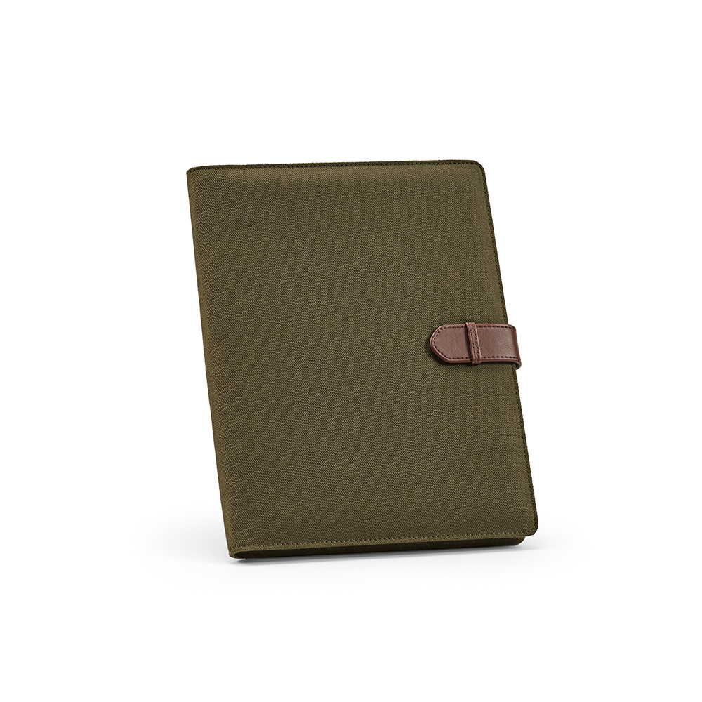 Eliot A4 Folder rCotton. 64 FSC® sheet notepad and rPU closure – Portfolios – Ecosource – available in Army green, Natural – photo 1 of 11
