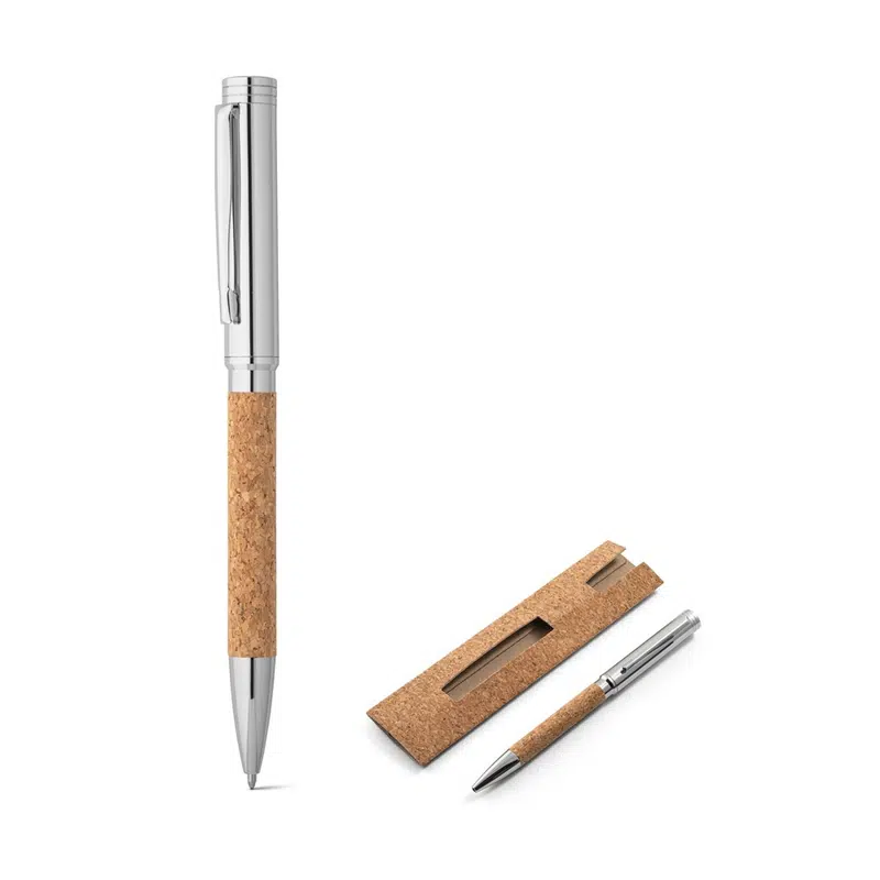Corko – Cork and metal ballpoint pen with twist mechanism – Writing – available in beige colour
