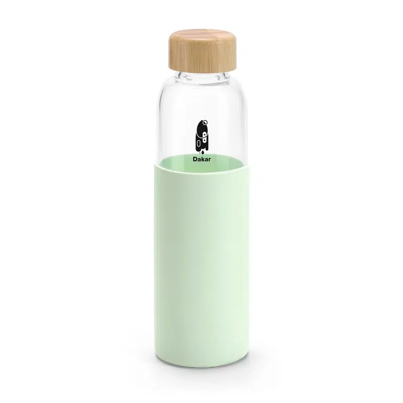 Dakar – Bamboo and borosilicate glass bottle 600 mL – Drink Bottles – available in black, blue, green, white colours