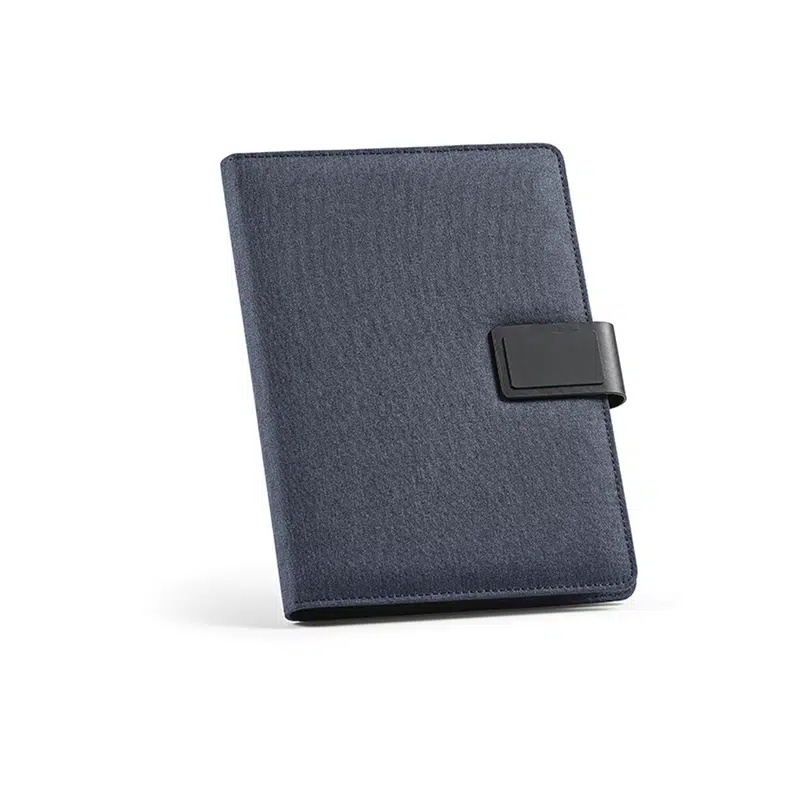 Tolstoy A5 Folder rPET. 64 FSC® sheet notepad and rPU closure – Portfolios – available in blue, grey colours