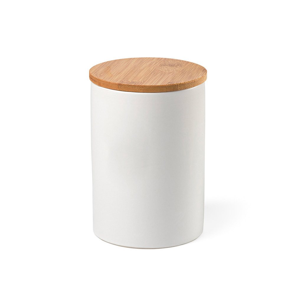 Munch 1000 Canister Ceramic 980ml. Bamboo lid – Kitchenware – Ecosource – available in White – photo 1 of 11