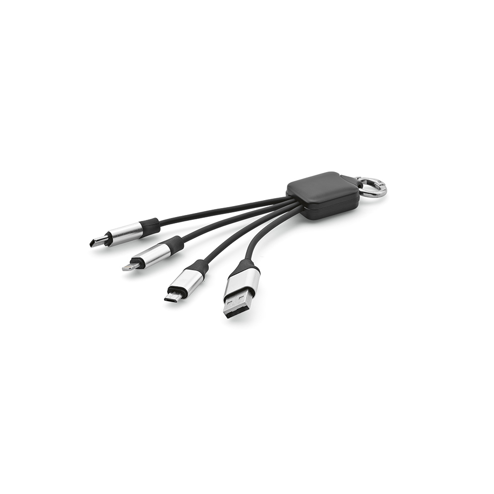 Sagan 4-in1 Cable rTPR. Backlit logo and hanging loop – Charging Cables – Ecosource – available in Black – photo 1 of 7