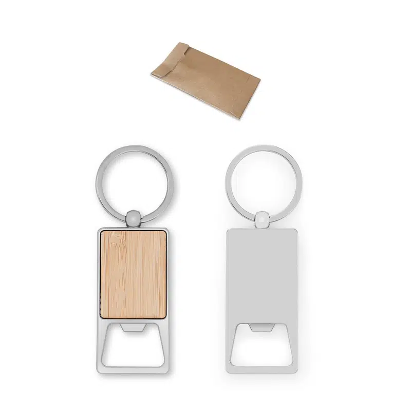 Sylvester – Rectangular iron keychain with bottle opener – Keyrings – available in beige colour