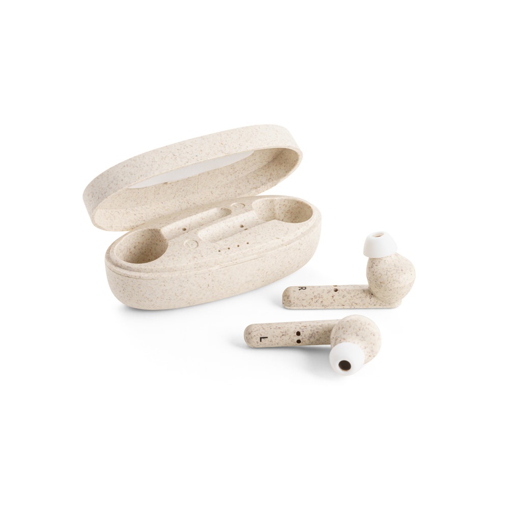 Fourier – Wireless earphones with 3-hour battery life in wheat straw fibre and PP – Earbuds – Ecosource – available in Natural – photo 1 of 9