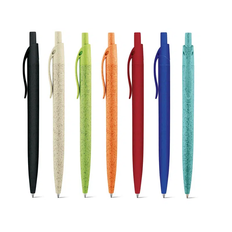 Camila – Wheat straw fibre and ABS ball pen with clip – Writing – available in beige, black, blue, green colours and 2 more