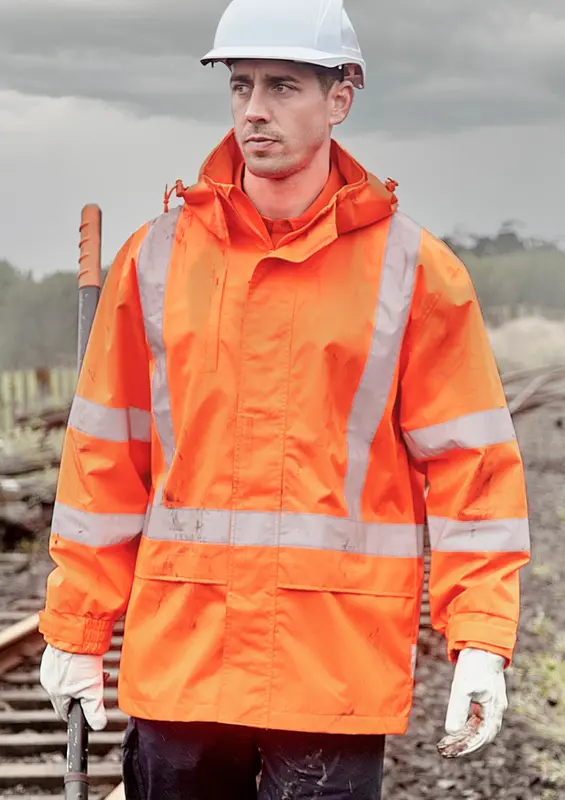 Mens Hi Vis X Back Ultralite Waterproof Jacket – Roughalls & Overalls – available in orange colour