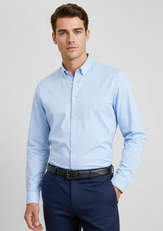 Camden Mens Long Sleeve Shirt – Shirts – available in black, blue, white colours