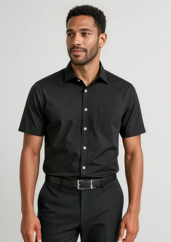 Charlie Mens Classic Fit Short Sleeve Shirt – Shirts – available in black, blue, white colours