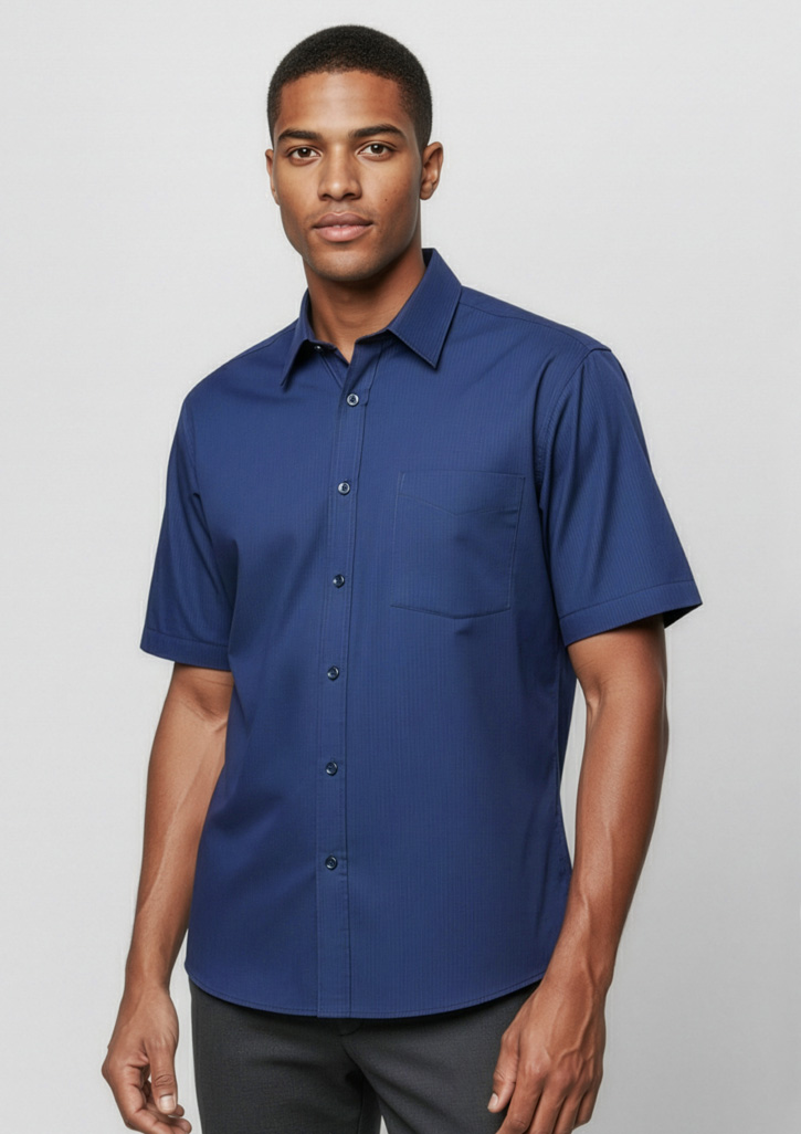 Mens Micro Check Short Sleeve Shirt